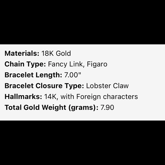 18kt Fancy Figaro Chain Bracelet - Picture 6 of 8